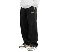 Mokaloha Pantalon de survêtement décontracté en velours côtelé pour homme Coupe ample Jambe large Droite Pantalon de sortie avec poches, Noir , XXL