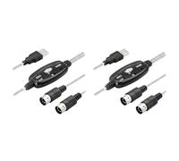 Mokamika Lot de 2 adaptateurs de câble USB MIDI, fiche USB type A vers MIDI DIN 5 broches avec interface de câble In-Off avec affichage LED pour musique et piano