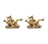 Mokamika Lot de 2 statues de dragon chinois Feng Shui en laiton, sculpture, décoration de table pour et le bureau, pour la richesse et le succès, bons cadeaux porte-