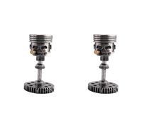 Mokamika Lot de 2 têtes de crâne réalistes en forme de tête de mort en forme de tête d'homme, statue, bureau, maison, table, cadeaux, Halloween