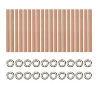 Mokamika Lot de 20 mèches spirales pour bougies, 100 x 8 mm, tube en bois avec support, pour la fabrication de bougies, rond naturel