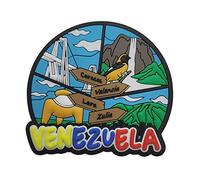 Mokarta Aimant pour réfrigérateur du Venezuela avec paysages de Caracas, Valence, Lara et Maracaibo, un souvenir avec fierté vénézuélienne, caoutchouc, 7 x 7,50 cm