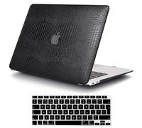 MOKASE Coque Compatible avec MacBook Air 13 pouces 2021 2020 M1 A2337 A2179 A1932 avec Touch ID Boîtier en Plastique Dur Mince et Housse de Clavier pour Nouveau Air 13 2018-2021 Libérer, Black Leather