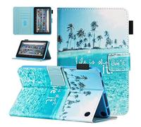 MOKASE Étui Compatible avec Amazon Nouveau Kindle Fire 7 Tablet 12ème Génération 2022 Dernier Modèle 7", Cuir Synthétique Support Housse avec Automatique Réveil/Sommeil pour Fire 7 2022, Beach