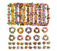 Mokassy 10 Ensembles de Fleurs Hawaïennes Leis Tropical Luau Hawaiian Luau Leis Décorations de Fête Fournitures pour Décorations Hawaïennes