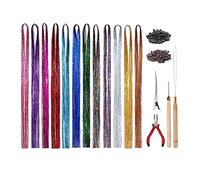Mokassy Ensemble de Guirlandes de de Couleur pour Extensions de Cheveux Ensemble de Guirlandes de Cheveux de Fée Résistant à la Chaleur avec Outils