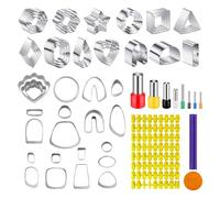 Mokassy Ensemble D'Outils en Argile de 60 Pièces, Emporte-Pièces en Argile Polymère pour la Fabrication de Boucles D'Oreilles, 51 Formes D'Emporte-Pièces en Argile en Acier Inoxydable