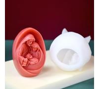 Mokassy Moule à Bougie Familiale en Silicone, Figurine de JéSus, Fait à la Main, Cadeau 3D, DéCoration de Maison de NoëL, Moule DIY