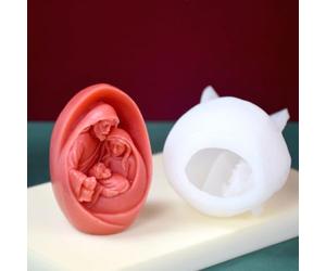 Mokassy Moule à Bougie Familiale en Silicone, Figurine de JéSus, Fait à la Main, Cadeau 3D, DéCoration de Maison de NoëL, Moule DIY