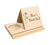 Mokassy Support de Support de Livre D'éTagèRe Triangulaire en Bois, Support de Livre en Bois avec Porte-Boisson à Café pour les Femmes Amateurs de Livres