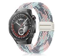 MokaZii 22mm Bracelet Compatible avec Huawei Watch GT Runner 2/Ultimate 2/GT 6/6 Pro/5 Pro 46mm, Magnétique Nylon Tressés Réglable Sport Unisexe Bracelets pour Huawei Watch Buds - Gris bleu rose