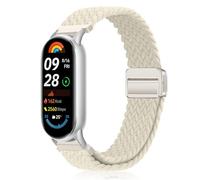 MokaZii Nylon Bracelet pour Xiaomi Smart Band 10/Xiaomi Smart Band 9, Tressé Bracelet Élastique Magnétique Sport Femme Homme pour Xiaomi Mi Band 10/9/8 - Blanc étoilé