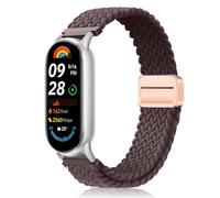 MokaZii Nylon Bracelet pour Xiaomi Smart Band 10/Xiaomi Smart Band 9, Tressé Bracelet Élastique Magnétique Sport Femme Homme pour Xiaomi Mi Band 10/9/8 - Violet fumé