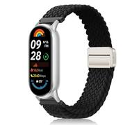 MokaZii Nylon Bracelet pour Xiaomi Smart Band 10/Xiaomi Smart Band 9, Tressé Bracelet Élastique Magnétique Sport Femme Homme pour Xiaomi Mi Band 10/9/8 - Noir