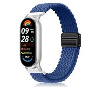 MokaZii Nylon Bracelet pour Xiaomi Smart Band 10/Xiaomi Smart Band 9, Tressé Bracelet Élastique Magnétique Sport Femme Homme pour Xiaomi Mi Band 10/9/8 - Bleu
