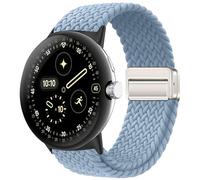 MokaZii Tressé Bracelet pour Google Pixel Watch 4/3 (45mm), Nylon Bracelet Élastique, Magnétique Sport Bracelets Femme Homme pour Google Pixel Watch 4/3 45mm - Bleu clair
