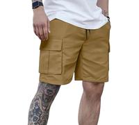 MOKBAY Bermuda Homme Cargo Short uni Vetement 3XL avec Poche uni Gym Militaire Café Pantacourt Cargo Mes Commandes Passées Chantier Short Court Homme Café XXL