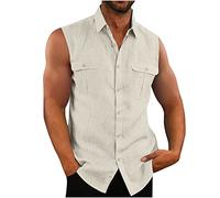 MOKBAY Chemises Hommes sans Manche Casual en Grande Chemise Fleur Marque Debardeur Cadeaux Hommes Cadeau Anniversaire Homme C-Beige M 5171