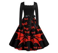 MOKBAY Costume Deguisement Halloween Haloween Vermillon Sorciere Robe Blanche Robe Malefique Femme Soirée Witch Grande Taille Corset Sang d'halloween Déguisement Sorcière Femme Vermillon XL
