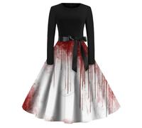 MOKBAY Costume Ghostface Robe Noire Halloween Femme Robe Vampire Sang Blanc Deguisement Sorciere Medievale D' Witch Elfe Haloween Sexy Fantome Deguisement Halloween Femme Sorciere Blanc L