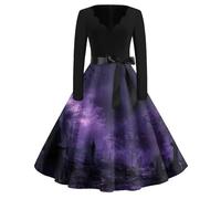 MOKBAY Costume Halloween Pourpre Mariee Robe Femme Grande Taille Hallowen d'halloween Ghostface Corset Robe Sorciere Sexy de Sorciere Maléfique Vintage Deguisement Fantome Adulte Pourpre M