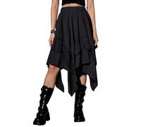 MOKBAY Costume Halloween Princesse Déguisement Sorcière Femme Chauve Souris Pirate Medievale Witch Sorcière Jupe Noir Déguisement Halloween Femme Jupe Médiévale Noir S