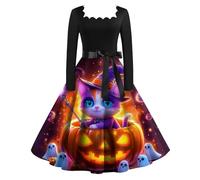 MOKBAY Costume Halloween Sang Hallowen Sexy Diablesse Elegante D' Robe Corset Halloween Mariee Malefique Pourpre Clair Ghostface Robe Citrouille Femme Déguisement Femme Pourpre Clair M