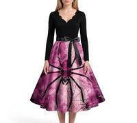 MOKBAY Costume Sorciere Femme D'halloween Horreur Robe Vampire Terrified Witch Hallowen Squelette Robe Halloween Femme Maléfique de Sorciere Pourpre clair Elegante Deguisement Vampire Pourpre clair M