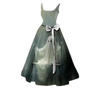 MOKBAY Deguisement Adulte Robe Noire Halloween Sorcier Gris clair Costume Vampire Femme Haloween Malefique Corset Drole de Sorciere Witch Faucheuse Halloween Robe Citrouille Femme Gris clair L