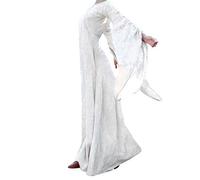 MOKBAY Déguisement Ange Costume Halloween Femme Long Sleeve Medievale Robe Gothique Femme Longues Verement Grande Taille Blanche Deguisement de Halloween Femmes(Blanc,XXL)