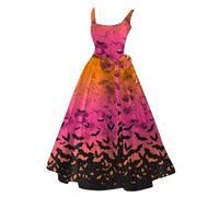 MOKBAY Deguisement Chauve Souris Femme Elfe Squelette Renaissance Sexy Rose Vif Hallowen Mariee Corset Robe Vampire Deguisement Halloween Femme Costume Nonne Robe de Mariée Halloween Rose Vif XL