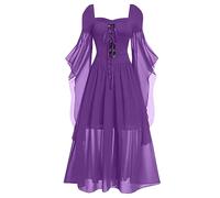 MOKBAY Déguisement d'Halloween Femme Steampunk Gothique Costume Sorcière Cosplay Sexy Grande Taille Robe Médiévale Diable (Violet, XL)
