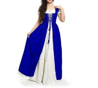 MOKBAY Déguisement Femme Halloween Robe Noire Robe Medievale Haloween Renaissance Médiéval Pirate Elegant Déguisement Pirate Bleu royal Halloween Costume Femme Chauve Souris Costume Bleu royal M