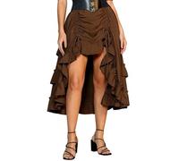 MOKBAY Deguisement Femme Halloween Sexy Sorciere Costume Sorcière Gothique Adulte Renaissance Marron Sorcière Sorciere Halloween Jupe Medieval Pirate Médiéval Jupe Pirate Femme Marron S