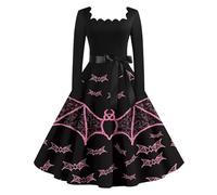 MOKBAY Déguisement Halloween Femme Haloween Vampire Robe Noire Elfe d'halloween Diablesse Médiéval Horreur Witch Cosplay Rose Corset Costume Ghostface Robe Vampire Femme Rose S