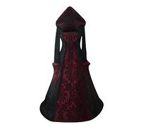 MOKBAY Deguisement Malefique Rouge Robe Femme Gothique Demon Costume Halloween Sexy Malefique Déguisement Halloween Diablesse Costume Medieval Médiévale Déguisement Gothique Femme Rouge 5XL