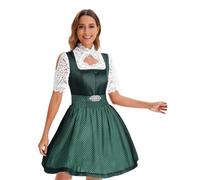 MOKBAY Dirndl Femme Biere Humour Oktoberfest Blanc Costume Traditionnel Mexicain Dirndl Tenue Robe Fete de La Carreaux Drole Vert Oktoberfest Fete de La Biere Deguisement Bavaroise Femme Vert S