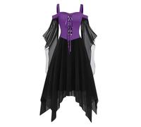 MOKBAY Gothique Femme Pourpre Costume Halloween Grande Taille Déguisement Halloween Sorciere Soirée Demon Drole Robe Gothique de Sorciere Robe Medievale Femme Deguisement Pourpre M