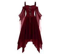 MOKBAY Halloween Costume Diablesse Robe Gothique Rouge foncé Corset Sorcière Gothiques Tenue Gothique Femme Sang Déguisement Halloween Femme Vampire Grande Taille Diable Rouge foncé M