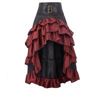 MOKBAY jupe Gothique Sorciere Femme Costume Gothique Costume Vampire Horreur Diablesse Chauve Souris Dentelle Sorcière Rouge Déguisement Halloween Sexy Jupe Halloween Femme Rouge S