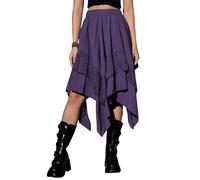 MOKBAY Jupe Medievale Femme Medieval Déguisement Halloween Femme Grande Taille Vintage Pourpre foncé Sexy Jupes Corset Halloween Sorcier Pirate Drole Medieval Jupe Pirate Pourpre foncé S