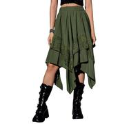 MOKBAY Jupe Medievale Sexy Médiéval Déguisement Médiéval Femme Sorcière Cosplay Elegante Vert Pirate Victorienne Medieval Deguisement Femme Halloween Elfe Jupe de Mariée Halloween Vert XL