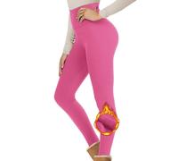 MOKBAY Legging Polaire Femme Hiver Pantalon Thermique Chaud et Doux avec Toison Extensible Collant Polaire Taille Haute Épais en Laine de Leggings pour Femme Automne Hiver Rose XXL