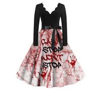MOKBAY Malefique Robe Noire Halloween Femme Ghostface Elegante D' Deguisement Adulte Halloween Femme Squelette Maléfique Rouge Vampire Robe Sorciere Horreur Déguisements Adultes Rouge 3XL
