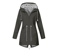 MOKBAY Manteau Femme Hiver Gris foncé Longue Manteau de Pluie Veste Capuche Manteaux Impermeables Capuche Long Petit Parka Hiver Chaud Imperméable Blouson Femme Mi Saison Gris foncé XL