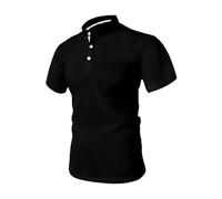 MOKBAY Mes Commandes Polos Mode Rugby Col Mao Marque Manches Courtes Tshirt Original Fitness Uni Homme Noir Tee Shirt Personnalisé Anti Transpirant 3XL Musculation Polo Noir 3XL