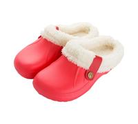 MOKBAY Mules Et Sabots Femme Pilou Pilou Chaussons Fourrure Pantoufles Chausson Hiver Pantoufle Hiver Confortable Fourrés Mouton Claquettes Femme Rouge 36