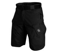 MOKBAY Pantacourt Homme Lin Trail Short Grande Taille Noir Fitness Treillis Militaire uni de Sécurité Militaire Poche Zippée Chantier Baggy Bermuda Homme Lin Musculation Mes Commandes Noir XXL