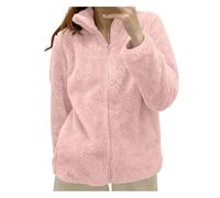 MOKBAY Polaires de Randonnée Femme Manteaux Manteaux Parka Rose Clair sans Capuche Zippée Personnalisable Mode Chasse Blouson Hiver Sherpa Veste Pilou Pilou Femme Rose Clair S