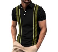 MOKBAY Polo Col Mao Homme rayé Marque Original Col Mao Chemise Manche Courte Anti Transpirant Mes Commandes Manches Courtes T Shirt Vert armée Polo Rugby S Travail Tee Shirt Homme Vert armée S